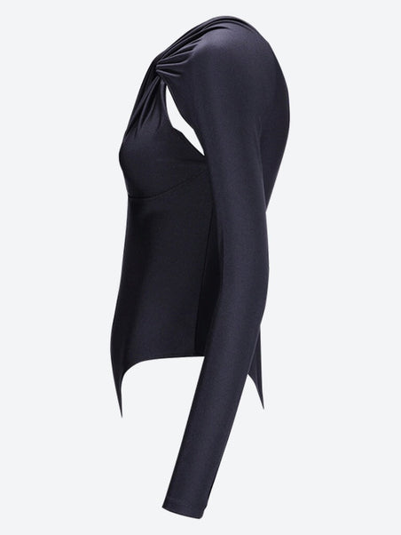 Twisted cut-out jersey bodysuit