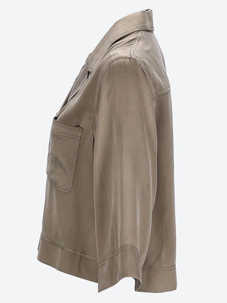 Washed satin crop shirt